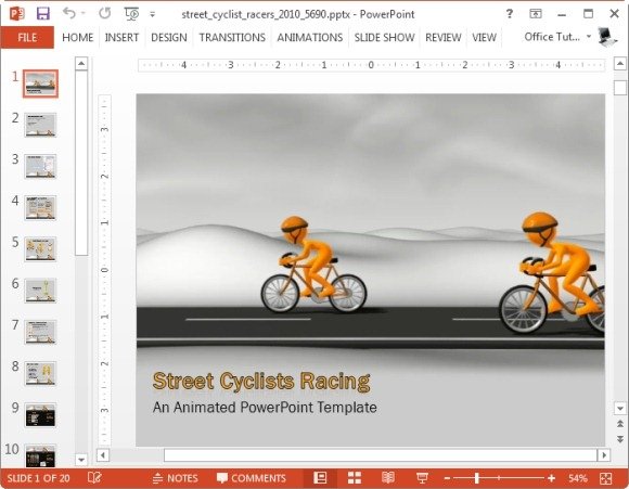 street cyclists racing powerpoint template