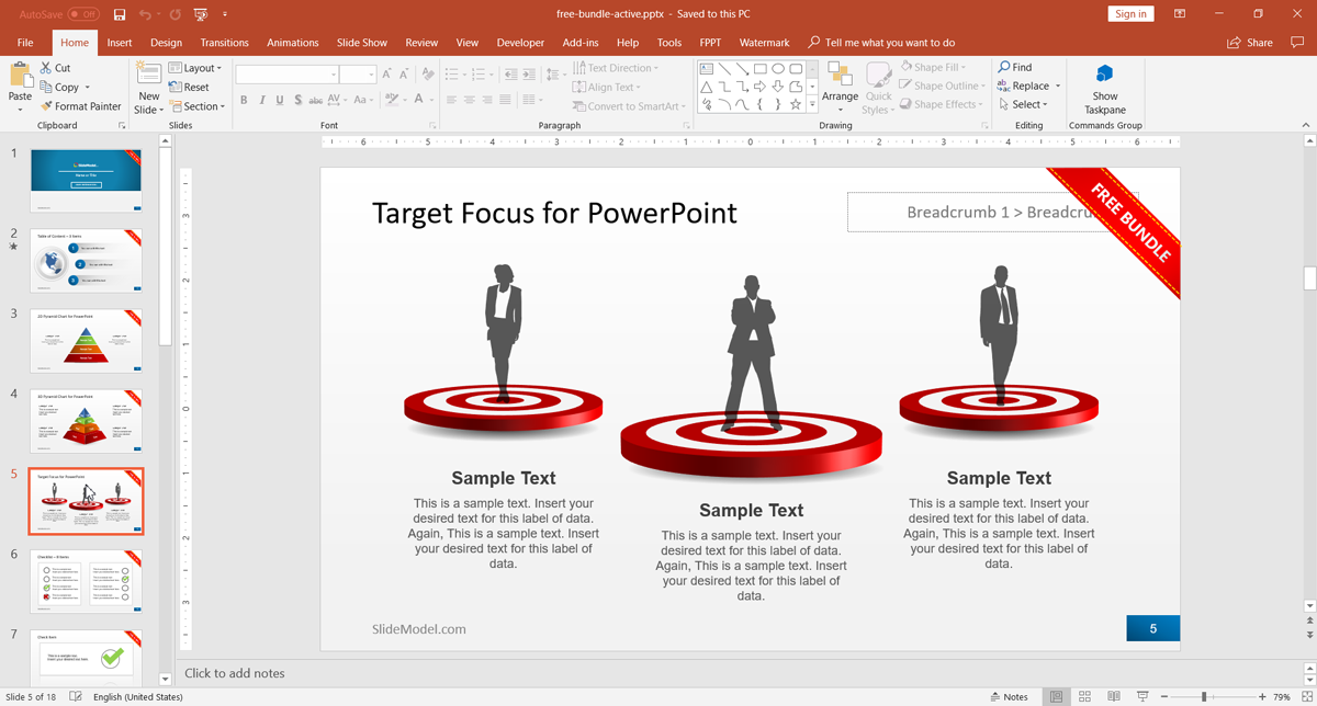 Free PowerPoint business slide with Target Focus design