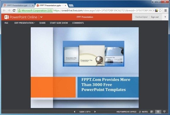 powerpoint file in powerpoint online