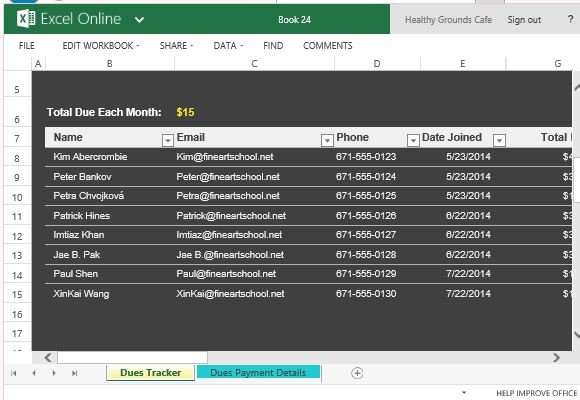 Automatically Calculate and Display Dues Payments and Overdue Members