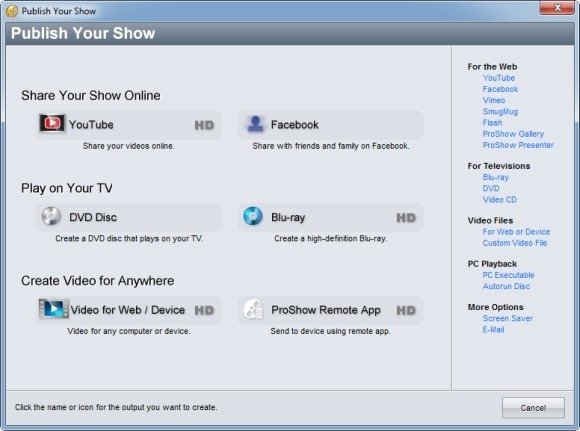 publish proshow slideshow