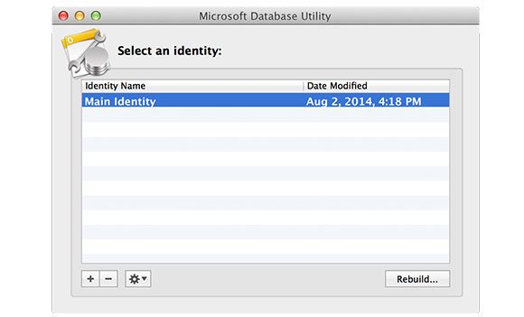Rebuild Office 2011 Identity using Microsoft Office Database Utility