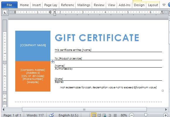 Beautifully and Professionally Designed Gift Certificate for Business