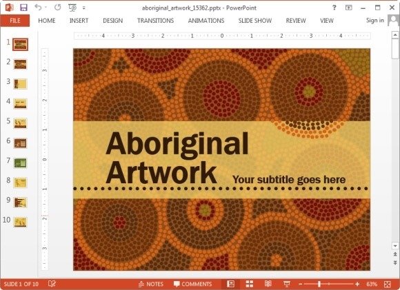Animated Aboriginal artwork PowerPoint template