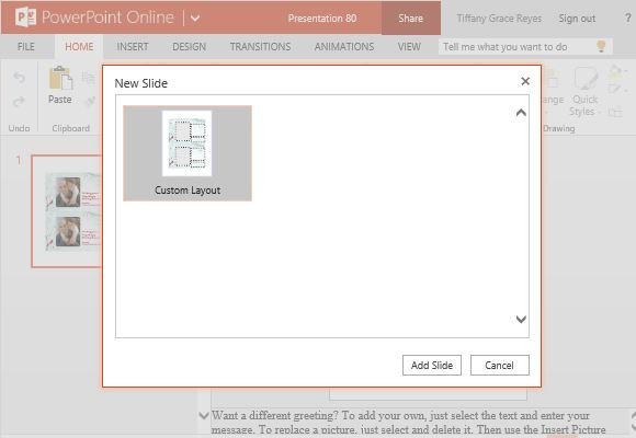 Add New Slide to Start from Scratch and Create Your Own Photo Card