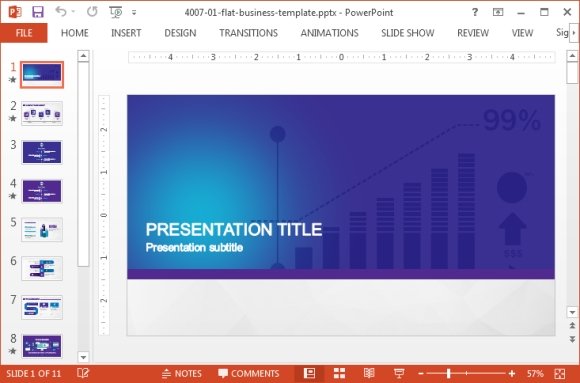 Animated flat business PowerPoint template