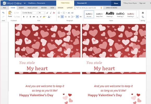 Classic and Elegant Valentine's Day Greeting Card Template for Word Online