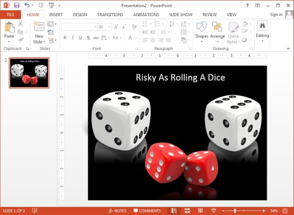 Example of dice clipart used in a slide