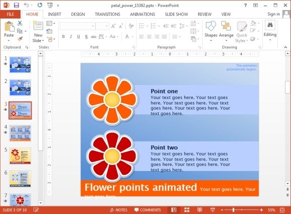 Petal themed comparison slide