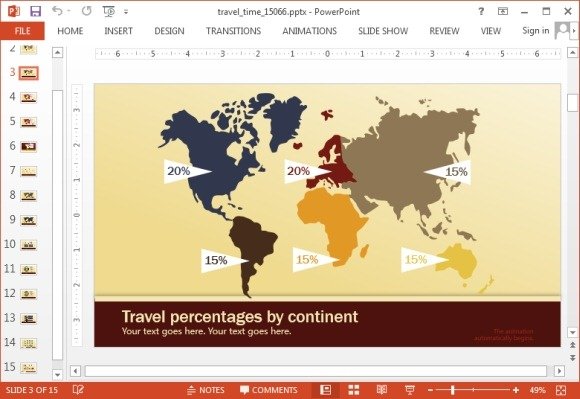 Animated travel time PowerPoint template