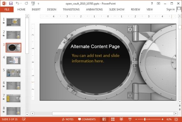 Animated open vault PowerPoint template