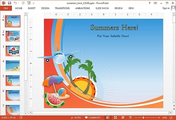 Animated summers here PowerPoint template