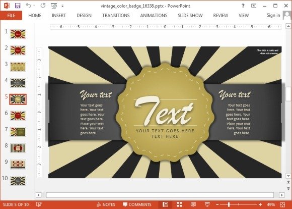 Text badge slide for PowerPoint