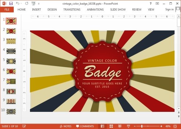 Vintage color badge PowerPoint template