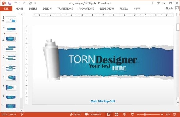 Animated torn page PowerPoint template