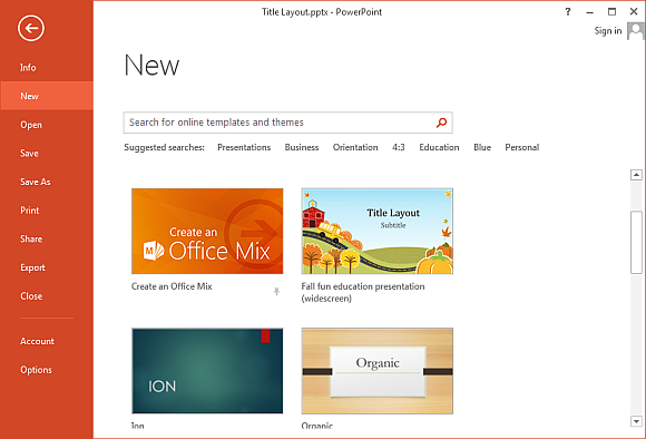 Custom templates on PowerPoint Start Screen