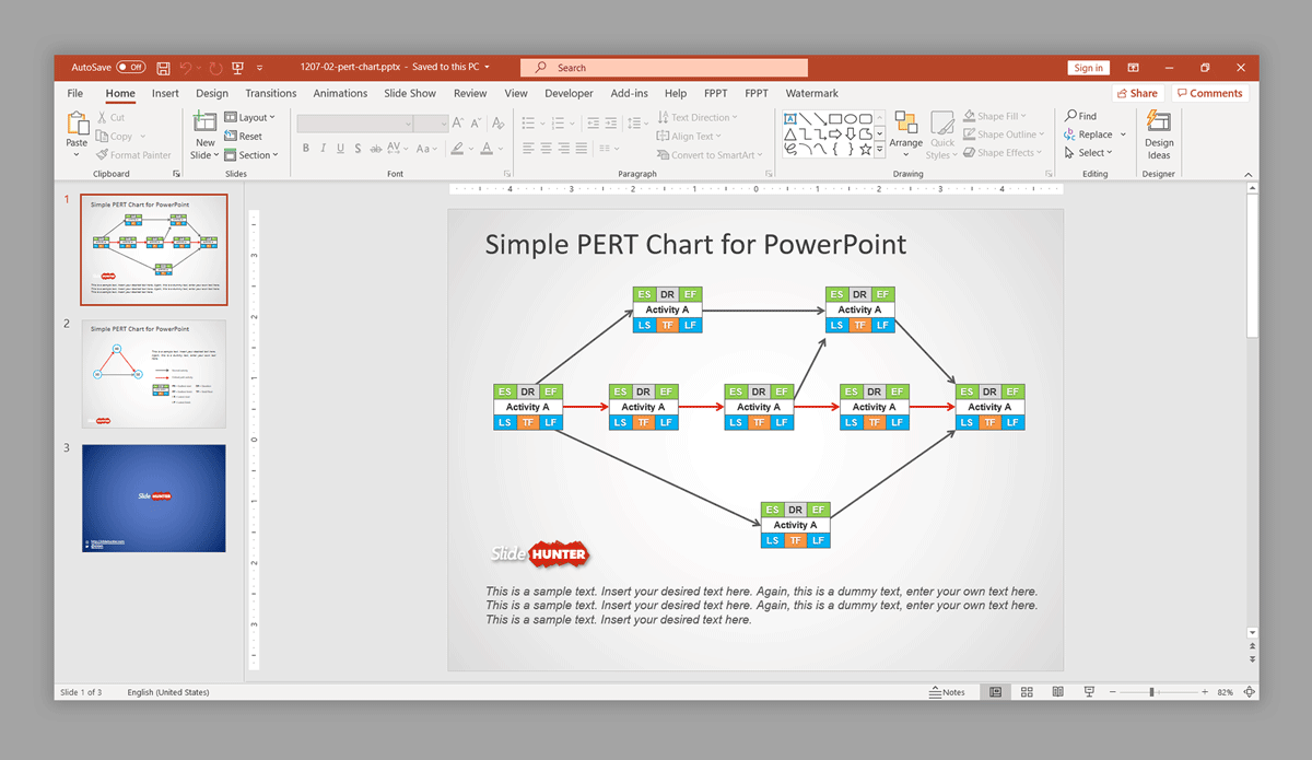 Example of decision tree template for PowerPoint presentations, with 100% editable objects.