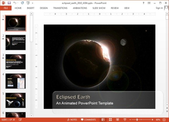 Animated eclipsed earth PowerPoint template