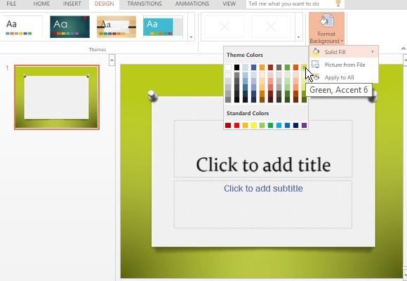 Example of Solid Fill option in PowerPoint