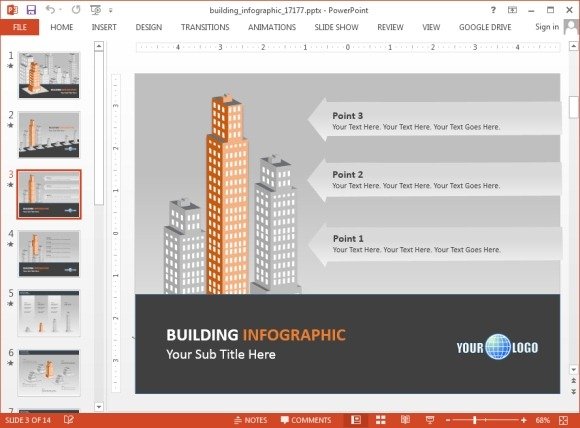 Comparison slide with buildings layout