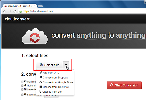 Select a file to convert