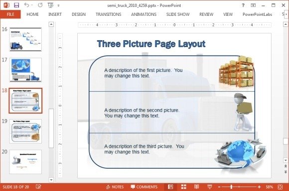 Three picture layout with freight clipart