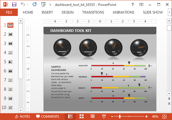 Dashboard timeline slide design - Example of Dashboard Template Toolkit for PowerPoint Presentations