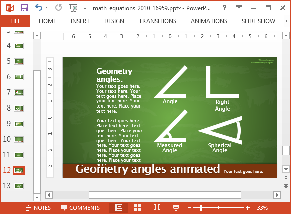 Geometry angles in a PowerPoint slide