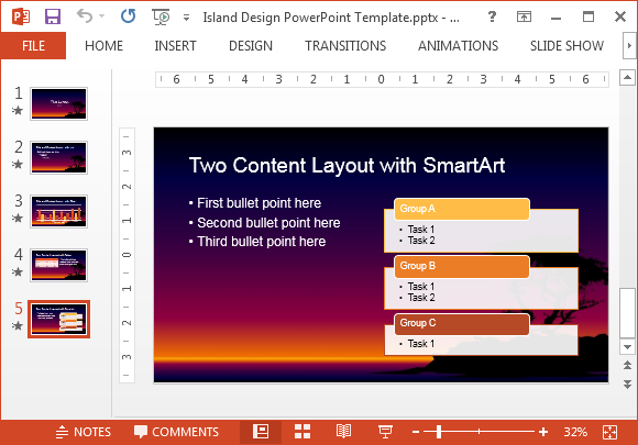 SmartArt slide ith island background