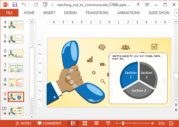 Pie chart with telephone receiver image