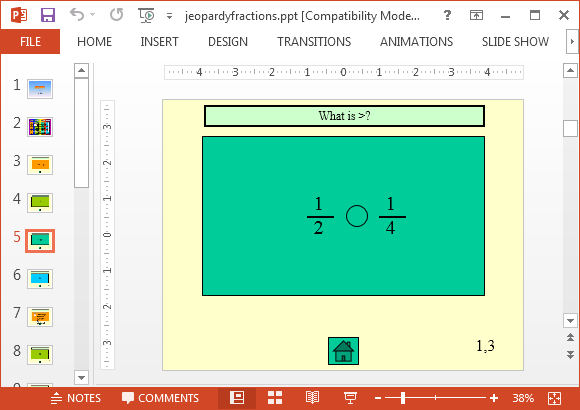 Free jeopardy fractions PowerPoint template