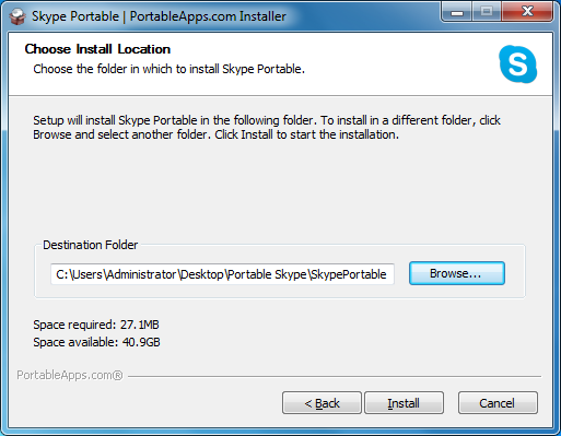 Install Skype to thumb drive