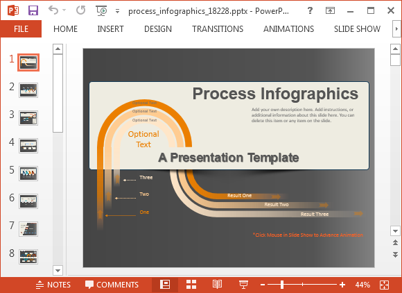 Animated process infographics template for PowerPoint