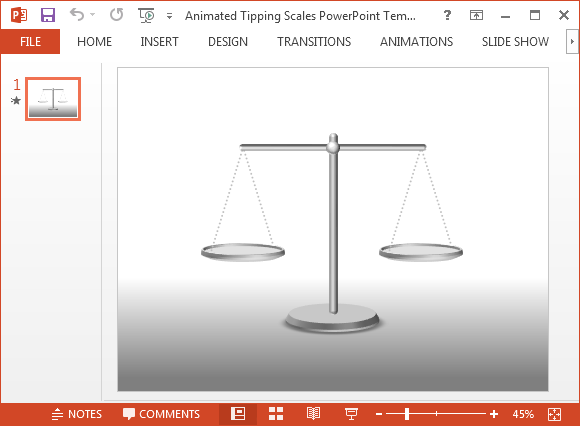 Animated tipping scales PowerPoint template with a balance scale PowerPoint design