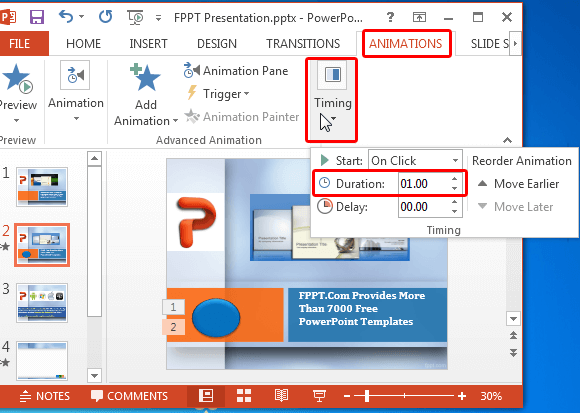 Set time duration in PowerPoint