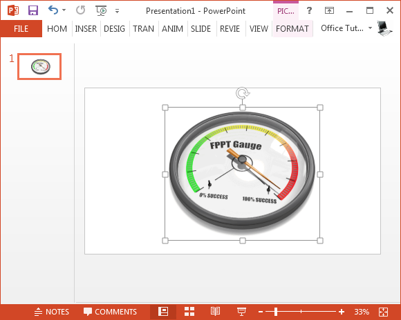 Animated maximum success gauge for PowerPoint