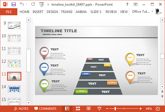 Template for making roadmaps and timelines