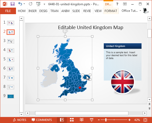 editable UK map for PowerPoint