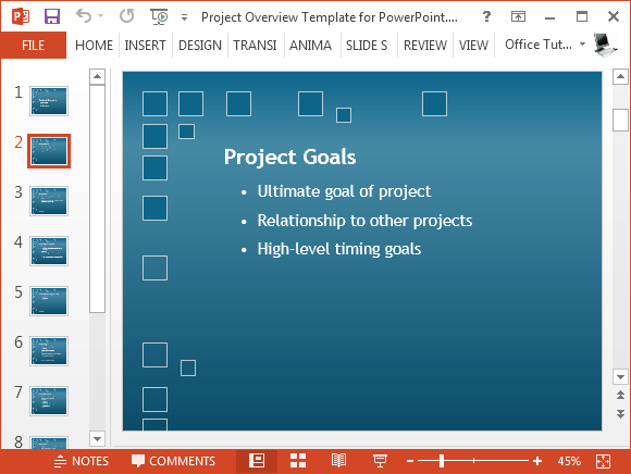 Add your project goals in a project planning PPT template