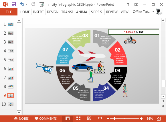 Eight circles diagram for PowerPoint