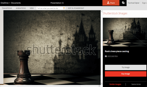 Shutterstock add-in for PowerPoint Online