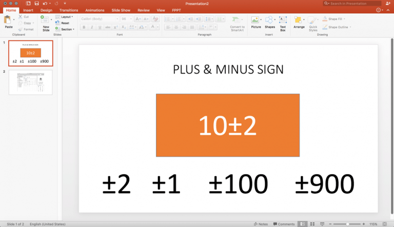 How To Insert a Plus Minus Character in PowerPoint
