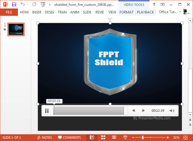 Animated shield video background for PowerPoint