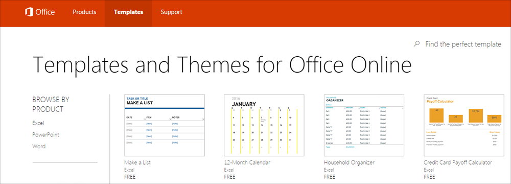 Office online templates
