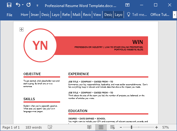 Polished resume Word template