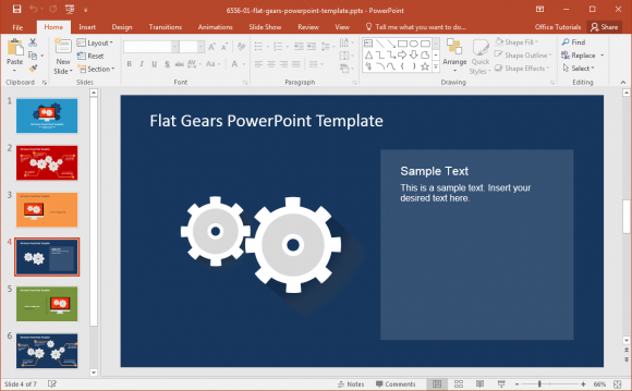 Modern Flat Gears PowerPoint Template