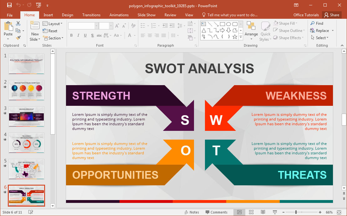 SWOT Analysis slide template for PowerPoint