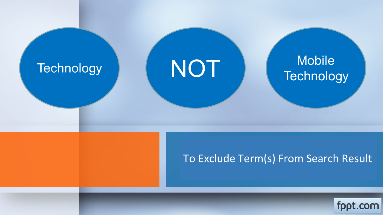 Example of NOT boolean operator in a PowerPoint presentation