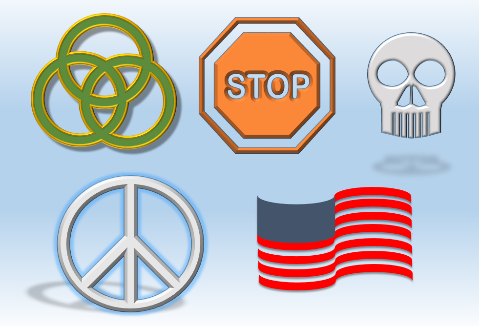 Example of PowerPoint shapes with custom designs