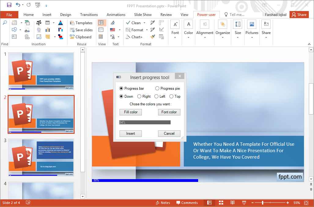 Add Progress Bar to a PowerPoint Presentation in Power-User